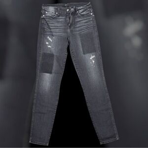 7 for All Mankind Jeans Women's 27 Black Stonewash Distressed Mid Rise Stretch